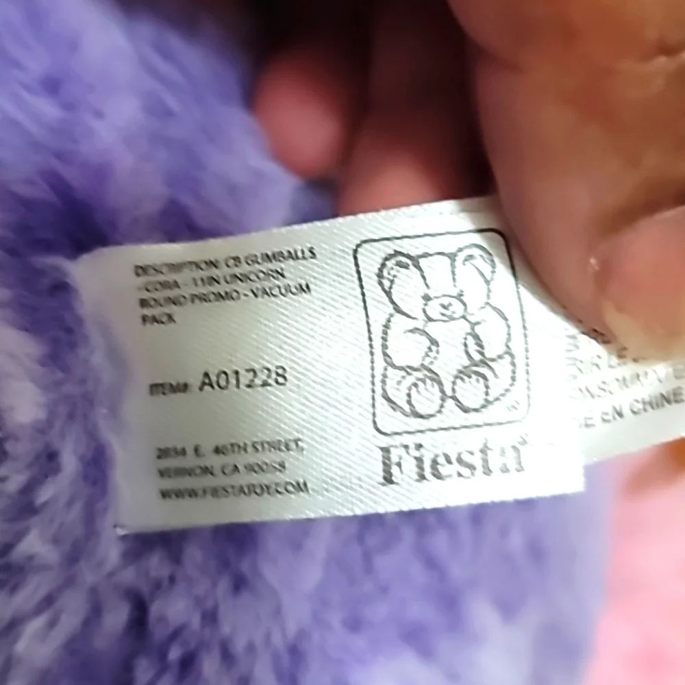 Fiesta Cora Unicorn Plush Purple Gumballs Round Stuffed Animal 11in A01228‎